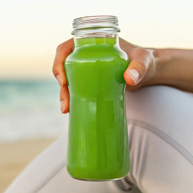 Freshly prepared cold-pressed green juice